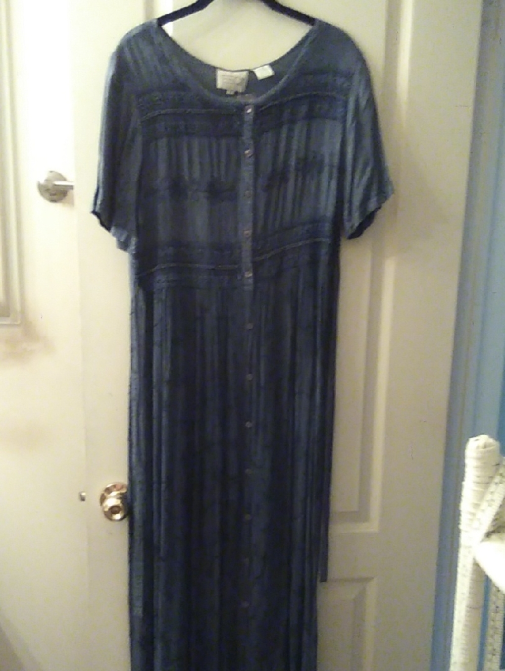 Women's Navy Blue Button-Front Maxi Dress